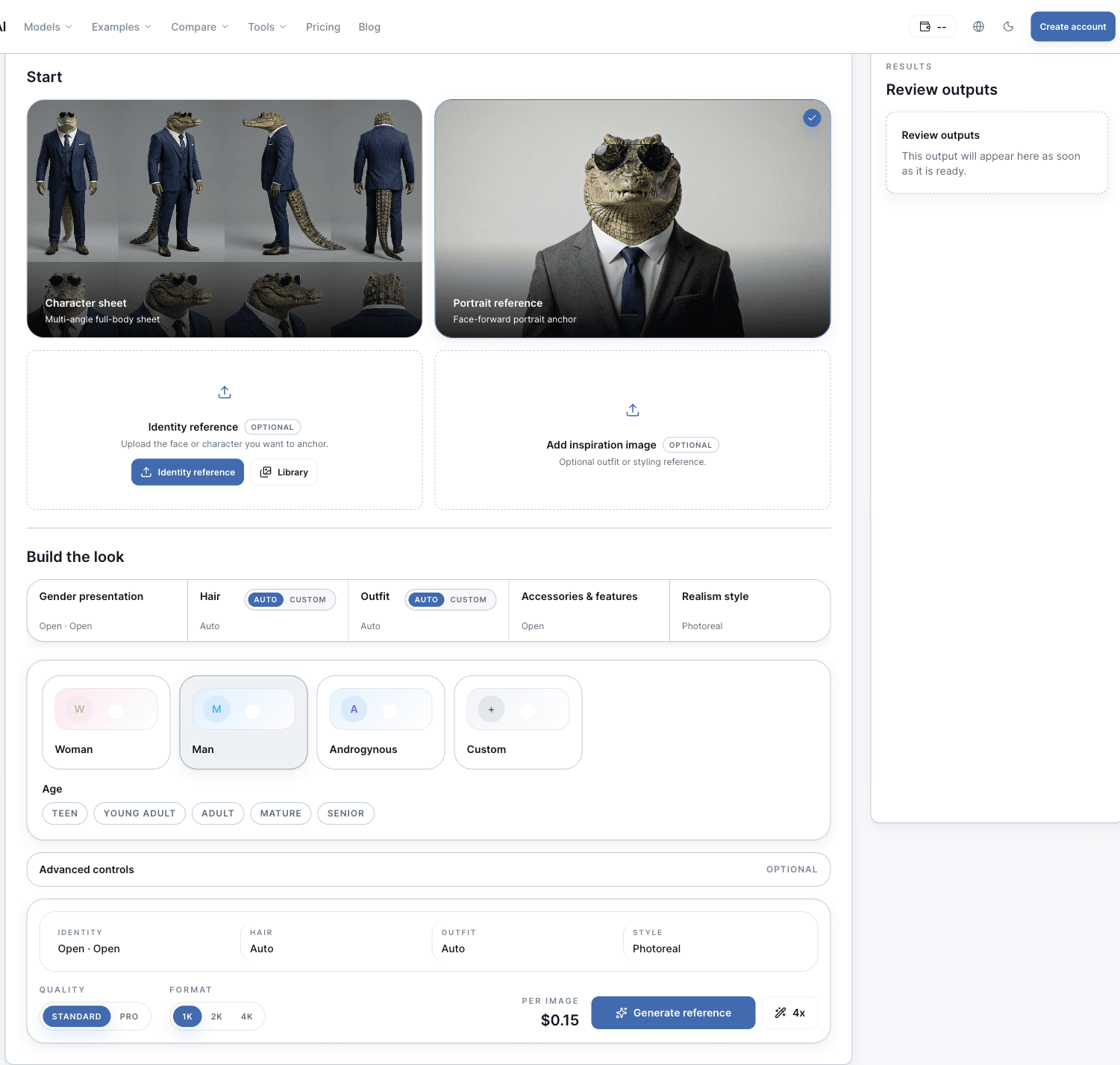 Character Builder workspace screenshot from MarkDream.